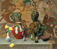 Still Life with Objets d'Art and Yellow Roses, c. 1925, private collection