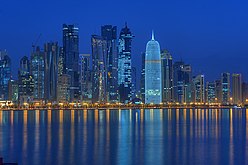 Doha skyline at night