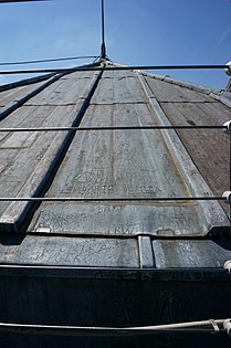 Lead roof sheathing of one of the two towers