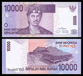 Ten-thousand Indonesian rupiah at Banknotes of the rupiah, by Bank Indonesia