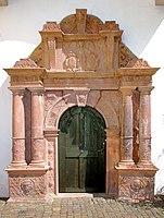 The rhyolitic tuff portal of the "church house" at Colditz Castle, Saxony, designed by Andreas Walther II (1584)