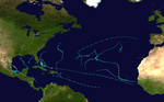 Map of 2013 Atlantic tropical cyclones