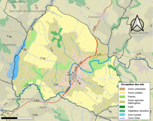 Carte en couleurs présentant l'occupation des sols.