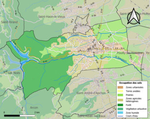 Carte en couleurs présentant l'occupation des sols.