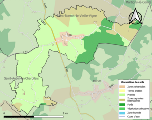 Carte en couleurs présentant l'occupation des sols.