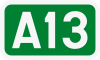 A13 motorway shield}}