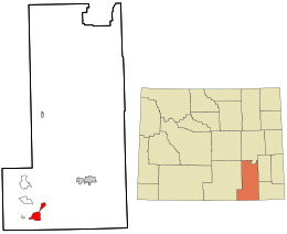 Location in Albany County and the state of Wyoming.