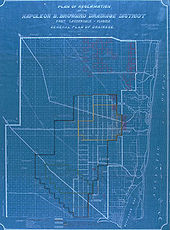 A blueprint of Fort Lauderdale, Florida, and the surrounding Everglades to the west divided into lots for potential sale, featuring the canal systems