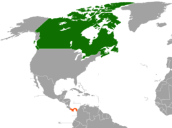 Map indicating locations of Canada and Panama