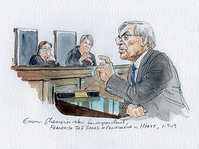 Erwin Chemerinsky during oral arguments at Franchise Tax Board of California v. Hyatt (2019), by Arthur Lien