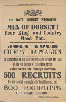 Territorial Force recruitment poster of September 1914