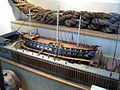 1/48th scale model of dry dock n°1 of Toulon harbour, with the model of Guerrière placed inside by order of Admiral Pâris.