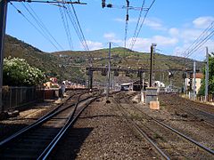 Vue d’une voie de chemin de fer.