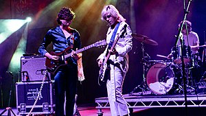 Sunflower Bean performing in 2018