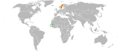 Map indicating locations of Guinea-Bissau and Sweden