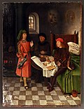 Mostaert (?), Joseph explaining the dreams of the Baker and Butler, c, 1500, Mauritshuis