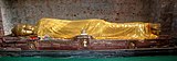 The ancient excavated Buddha inside the Parinirvana Temple, Kushinagar.