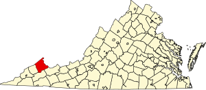 Map of Virginia highlighting Buchanan County