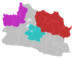 Bandung Basin in West Java shown in verdigris