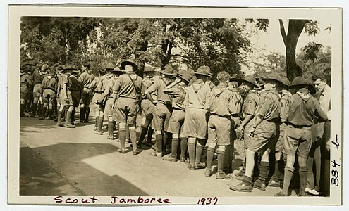 Boy Scouts during the First National Jamboree in Mount Vernon