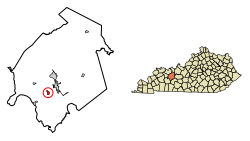 Location of McHenry in Ohio County, Kentucky.