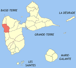 Kommunens läge i departementet Guadeloupe.