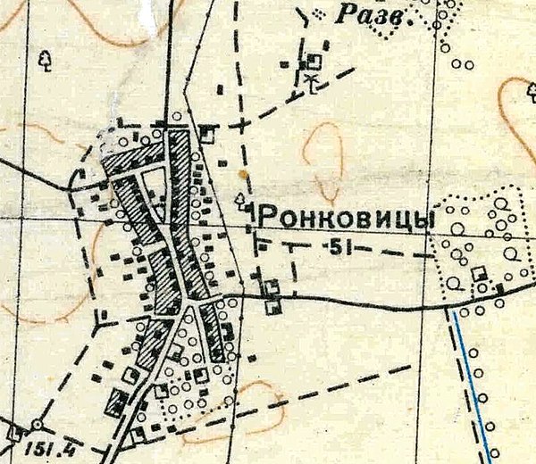 План деревни Ронковицы. 1938 год