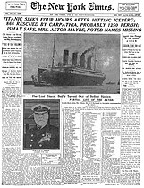 El New York Times de fecha 16 de abril de 1912.