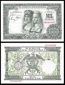 Spanish peseta, by the Bank of Spain