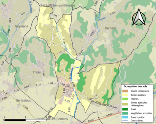 Carte en couleurs présentant l'occupation des sols.