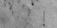 Plumes, as seen by HiRISE under HiWish program Arrow shows a double plume. This may have been because of shifting winds.