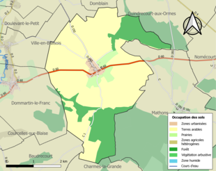 Carte en couleurs présentant l'occupation des sols.