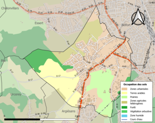 Carte en couleurs présentant l'occupation des sols.