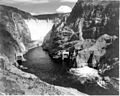 The Hoover Dam, seen here in 1942, was protected by 800 men stationed at Camp Williston in Boulder City, Nevada.[6]