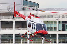 A red-and-white helicopter emblazoned with the CTV logo