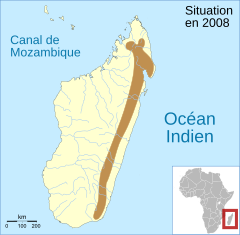 Distribución de la población de B. albilabris.