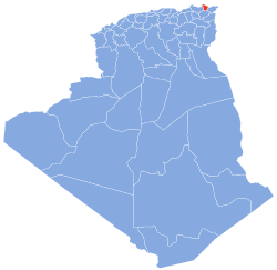 Map of Algeria highlighting Annaba Province