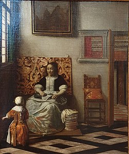 Femme à la couture avec une petite fille, 1662-1668.