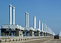 Les glissières du barrage de l'Oosterscheldekering.