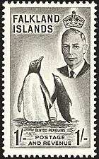 1952 1 shilling stamp of the Falkland Islands[17][18]
