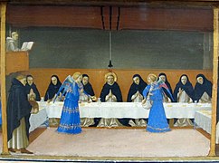 Saint Dominique et ses Compagnons nourris par des anges.