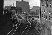 Tracks leading from the Franklin Street Terminal