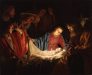 Adoration of the Shepherds, at and by Gerard van Honthorst