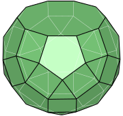 在切去五角台塔處補上十邊形面後形成小斜方截半二十面體欠一側台塔（英语：Diminished rhombicosidodecahedron）