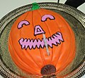 A jack-o'-lantern Halloween cake