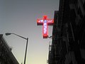 Image 4A 'Jesus Saves' neon cross sign outside of a Protestant church in New York City (from Salvation in Christianity)