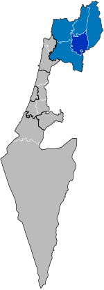 Northern District in blue, with Kinneret Subdistrict in dark blue