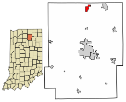Location of Milford in Kosciusko County, Indiana.