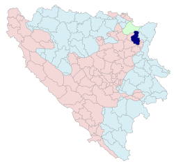 Location of Lopare within Bosnia and Herzegovina