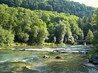 Mangfallknie, flussabwärts gesehen